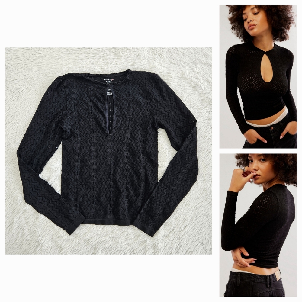 Free People Get Ready Seamless Long Sleeve Black